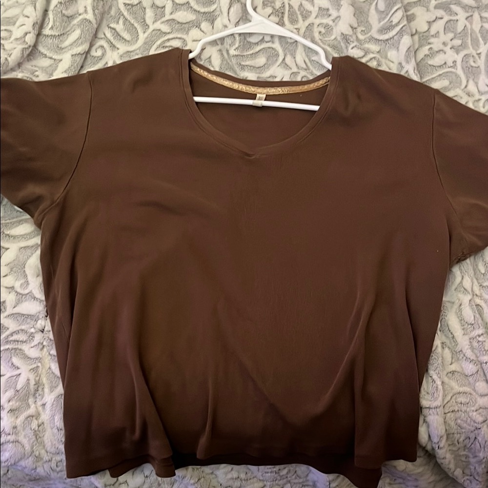 Brown V-Neck Women's Top